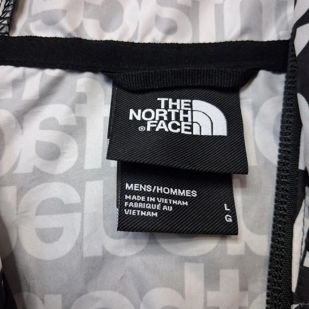 The North Face Mens Windwall Jacket Black White All Over Logo Print Large L